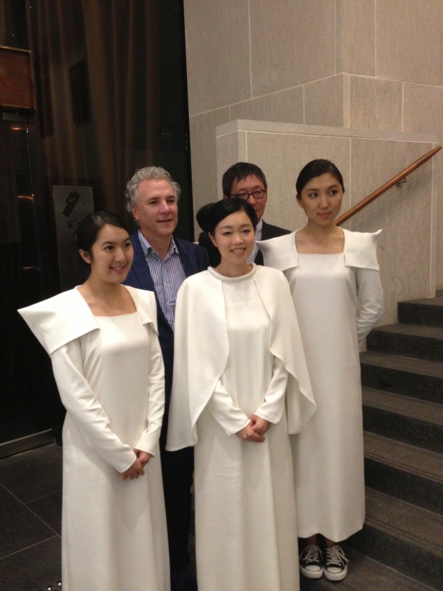Raphael Castoriano (left, back row) with Mariko Mori (front centre) and her performers