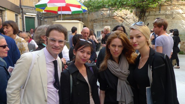 Among the guests who attended the pavilion opening were (left to right):  UCCA Director, Philip Tinari; Indonesian Gallerist Monica Gunawan; and the pre-Raphaelite lovely, Lehmann Maupin HK Director, Courtney Plummer