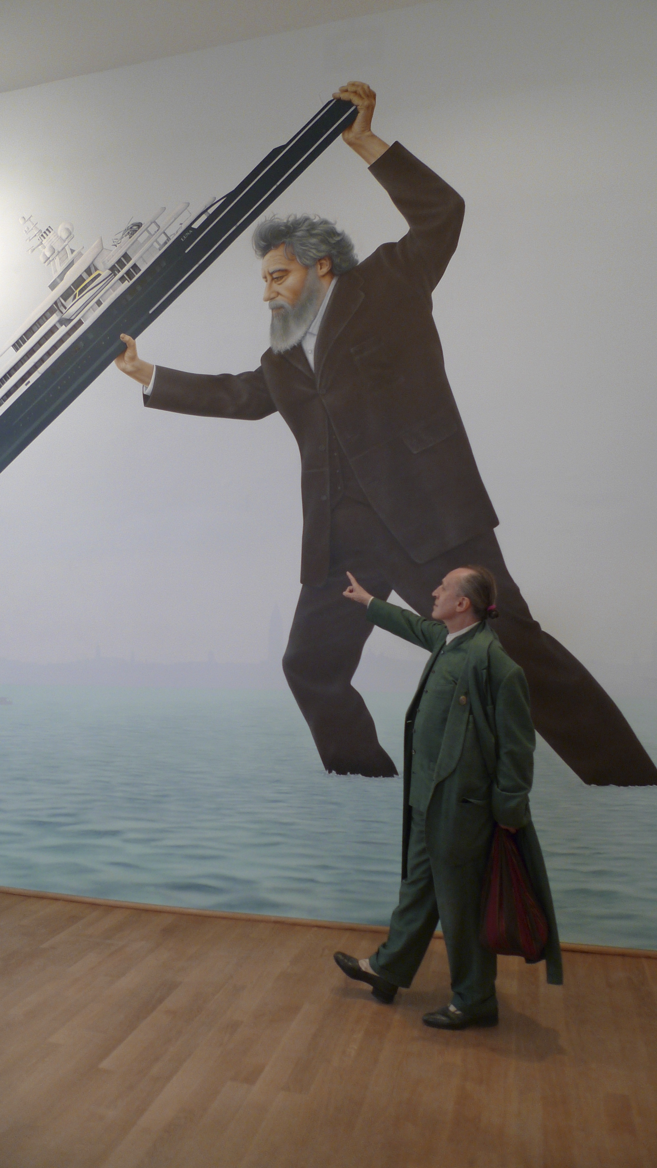 An art fan at Jeremy Deller's British Pavilion