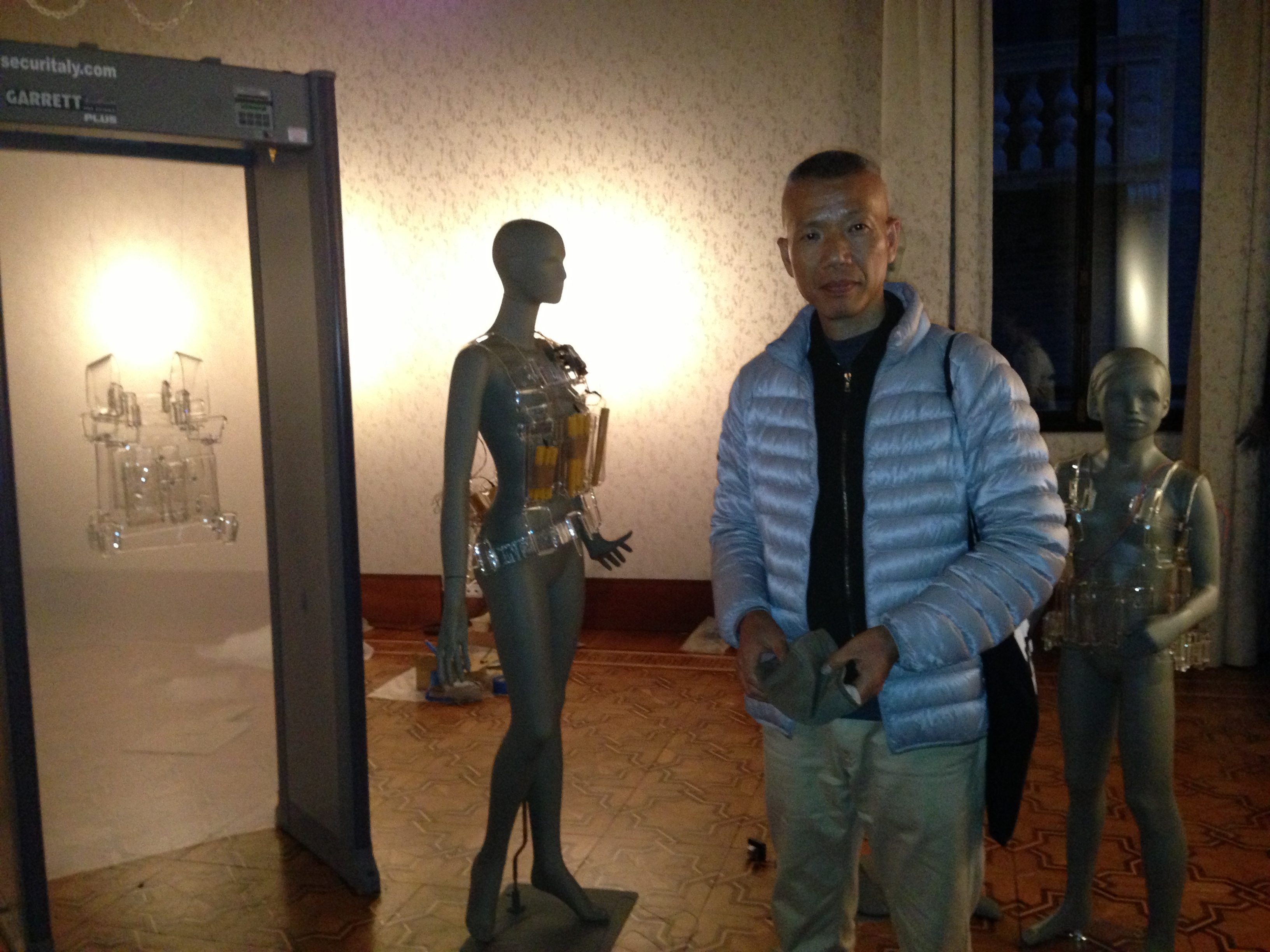 Chinese artist Cai Guo Qiang with his installation 'Full Body Scan: Next!', at Palazzo Cavalli Franchetti