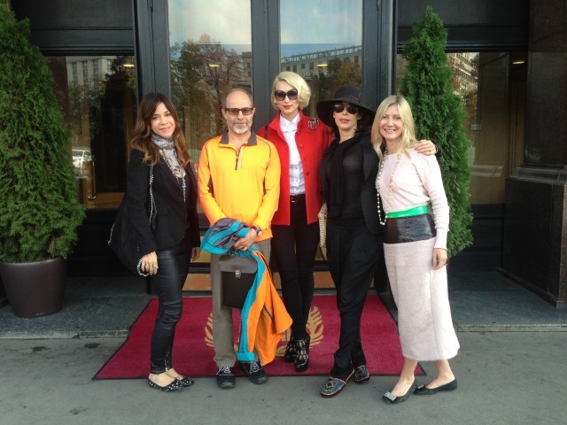 Dmitry Gutov (second from left) and our art group: Isabella Prata (far left), me (centre), Lauren Prakke, and Sigrid Kirk at the Metropol Hotel