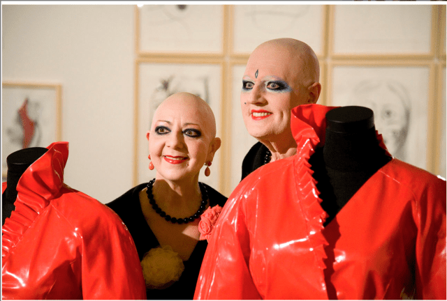 EVA & ADELE, at 'Obsidian' exhibition with vinyl costumes, 2013, MARTa Herford