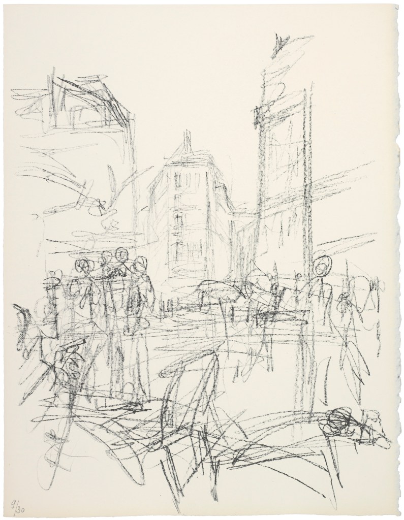 Alberto Giacometti, 'Foule à un Carrefour',  Lithographie, Collection Fondation Giacometti, Paris © Estate Giacometti, 2014 