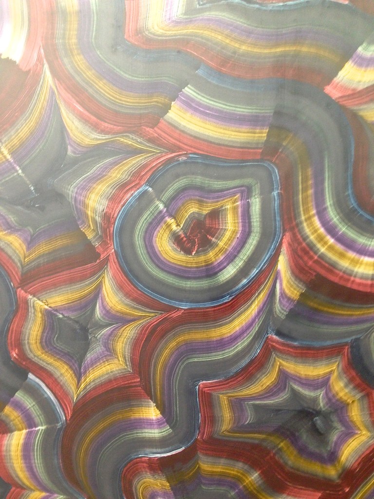 Detail from a beautiful agate slice-like painting by Bernard Frize at Galerie Perrotin