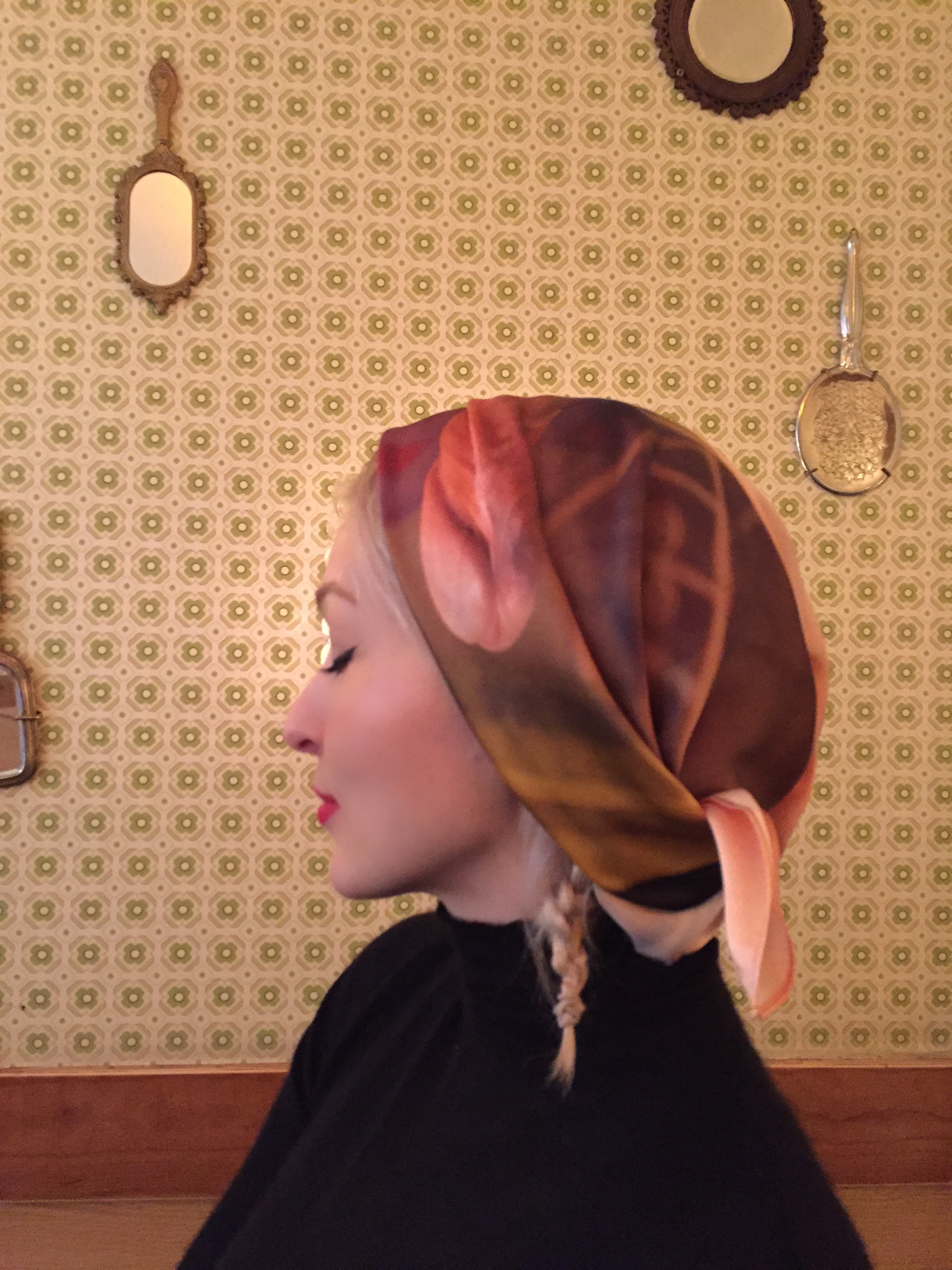 Wearing one of Lyndal's scarves